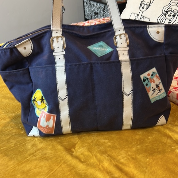 Kate Spade New York Extra Large Canvas & Leather Travel/ Diaper/Weekend Bag VGUC - Picture 6 of 14